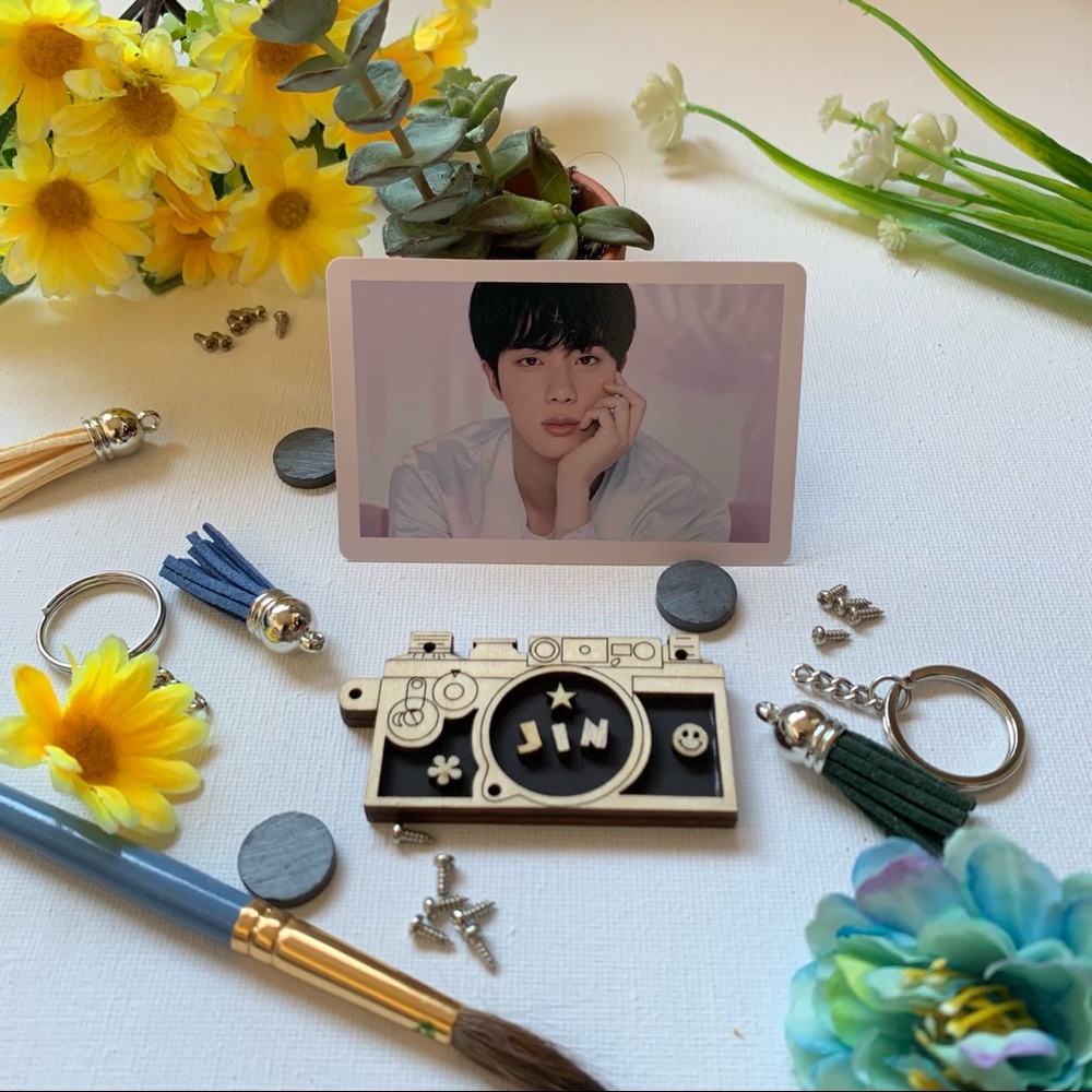 BTS JIN Wooden 3D Fridge Magnet or Keychain